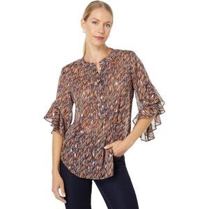 VINCE CAMUTO Printed Flutter Sleeve Blouse Top Womens Size Medium